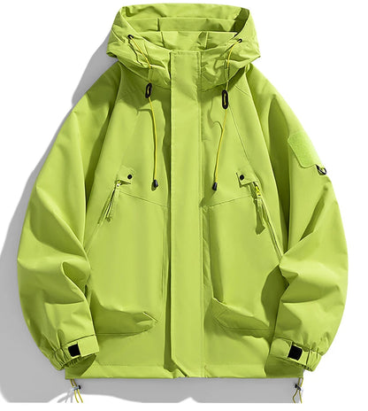 Windbreakers Men Hooded Jacket Zipper Coat Cargo Waterproof Black Bomber Camping Loose Thin Softshell Hooded Hiking Jacket