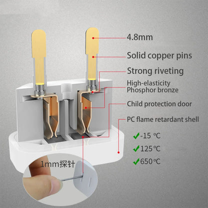 1 Pcs 4.8mm Power Plug Adapter US To EU Euro Europe Plug Power Plug Converter Travel Adapter Power Converter Outlet