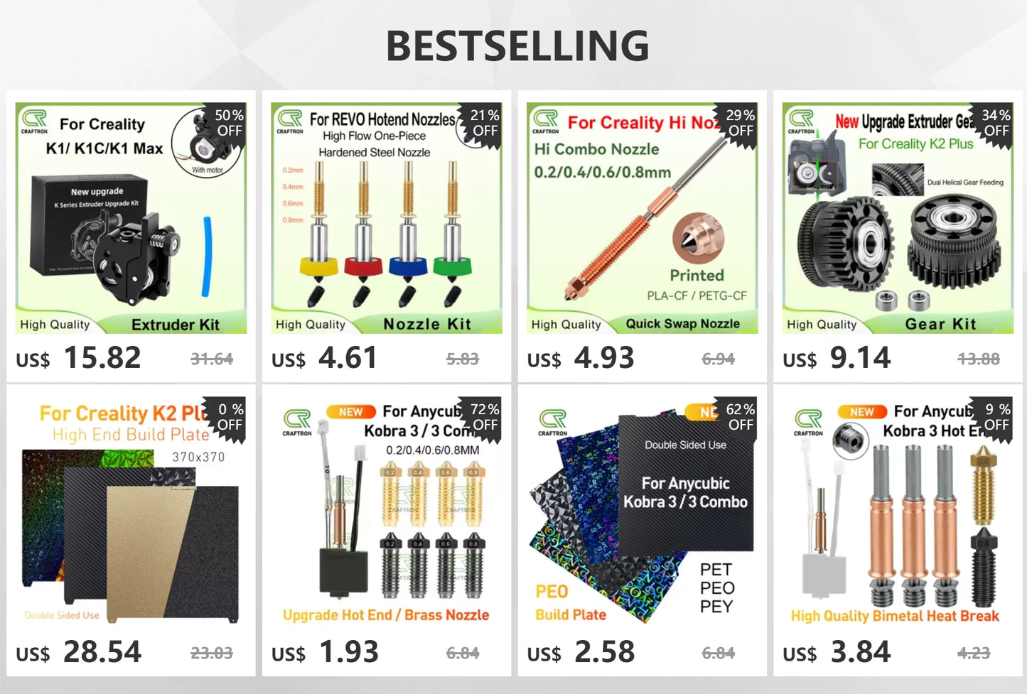 Anycubic Kobra 3 Combo Spare parts Bimetal Heat Break Brass Nozzle Upgrades Throat Throats Hot End 3D Printer Accessories