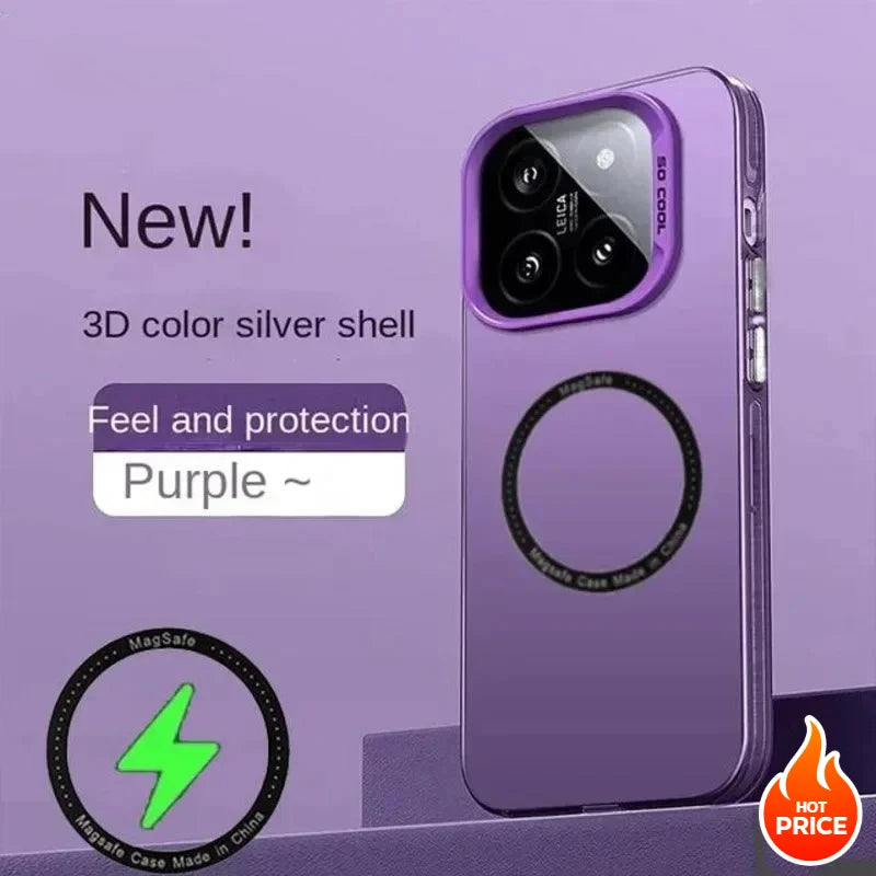 Luxury For Magsafe Wireless Charger Matte Frosted Case For Xiaomi 15T 15TPro 15/14/13 T Ultra Pro Semi-Transparent Protect Cover