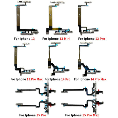NEW Power On Off Volume Side Button Key Flex Cable Replacement Parts For iPhone 13 mini 14 Plus 15 Pro Max 13 Pro