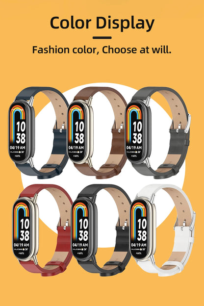 Strap for Xiaomi Mi Band 10 9 8 Bracelet Fashion Leather Replacement Wristband Miband 8 NFC Correa Mi Smart Band 8 9 Wrist Strap