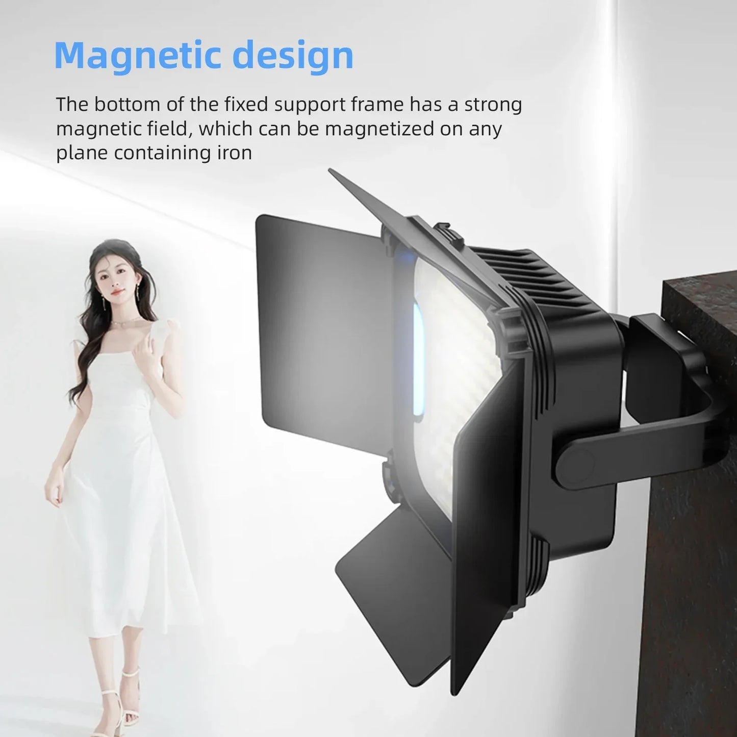 BAFANG BF-30W LED Video Light Panel Photography Fill Light 2500K-9000K Dimmable CRI95w 4leaf Barn Door Magnetic U-shaped Bracket