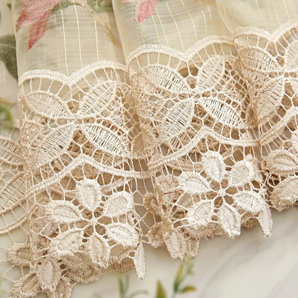 Luxury European Style Velvet Embroidery Curtains for Living Room Bedroom Embroidery Flowers Semi Hollow Blackout Curtain 1 Panel