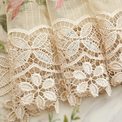 Luxury European Style Velvet Embroidery Curtains for Living Room Bedroom Embroidery Flowers Semi Hollow Blackout Curtain 1 Panel