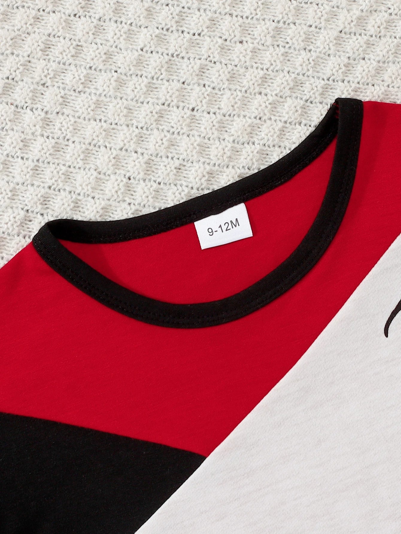 Summer Baby Boys 6-12M Red Black White Color Block "Future" Print Short Sleeve T-Shirt & Elastic Waist Shorts 2Pcs Set Casual Da