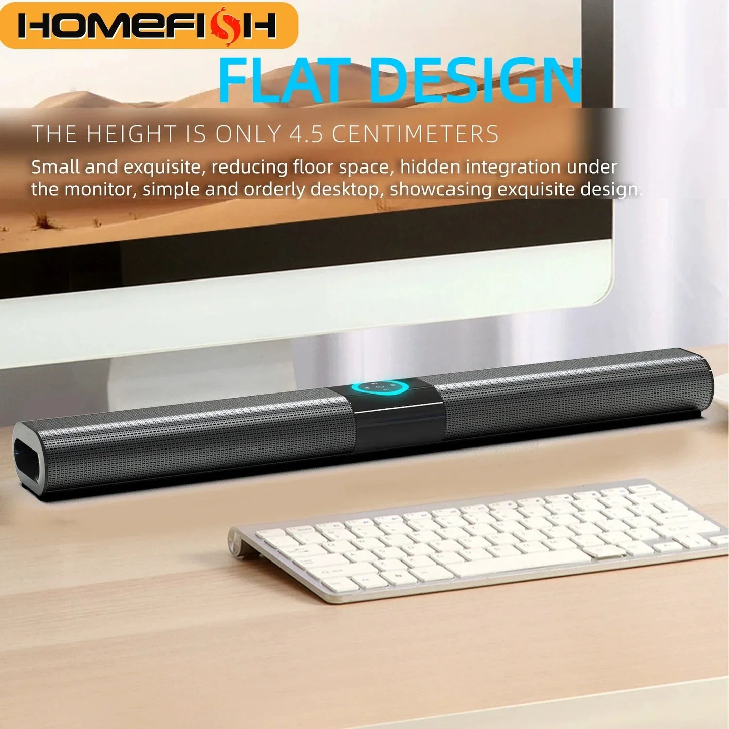 HOMEFISH BS-20  RGB Ambient Light Bluetooth Speaker 6 EQ Sound Effects 4 Speakers Supports TF, USB, AUX, RCA, Bluetooth, FM