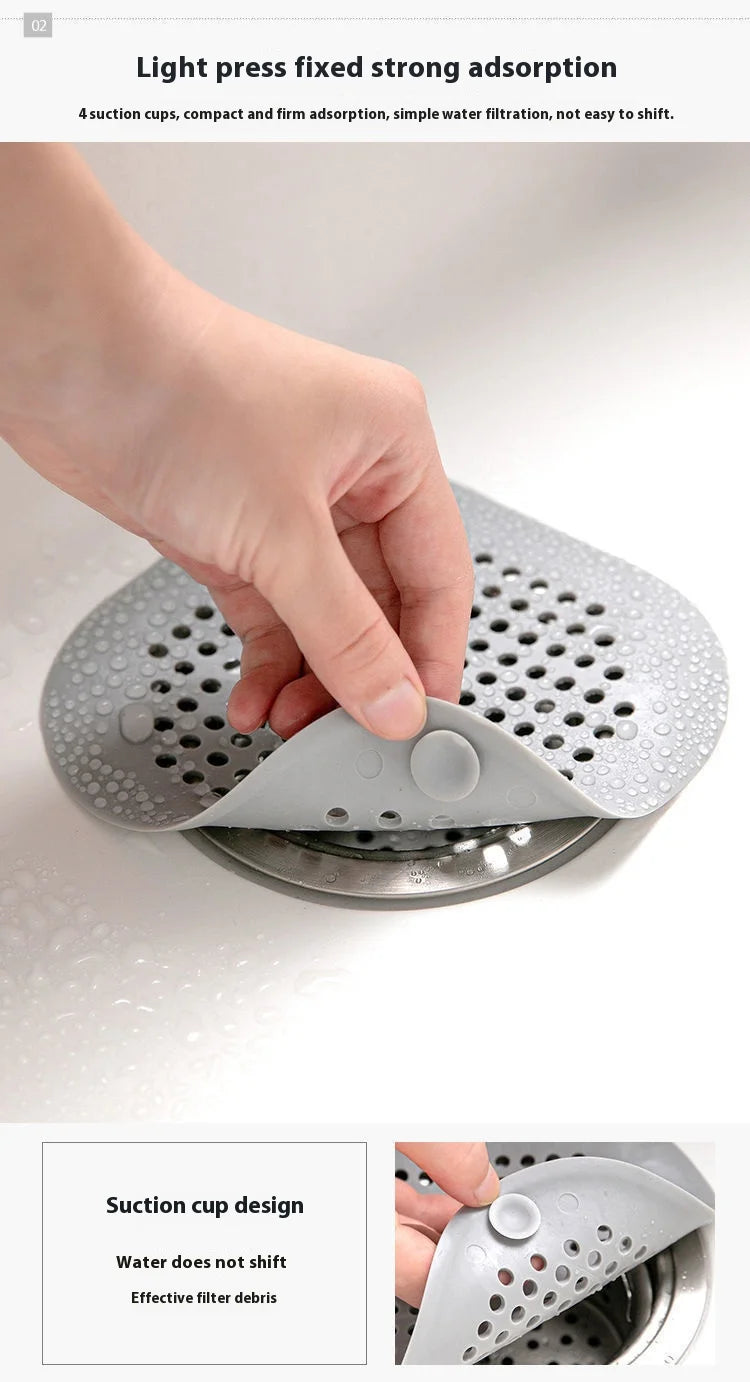 Sewer with Suction Cup, Floor Drain Mat, Kitchen, Bathroom, Anti Clogging Hair Filter