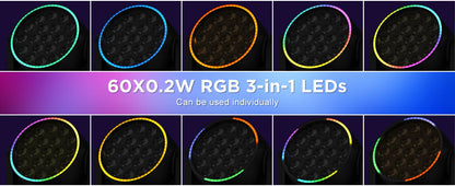 U'King 2Pcs 220W Beam Wash Zoom Moving Head Lights With Light Strip19X15W RGBW LED Stage Light DMX512 DJ Light For KTV Bar Party