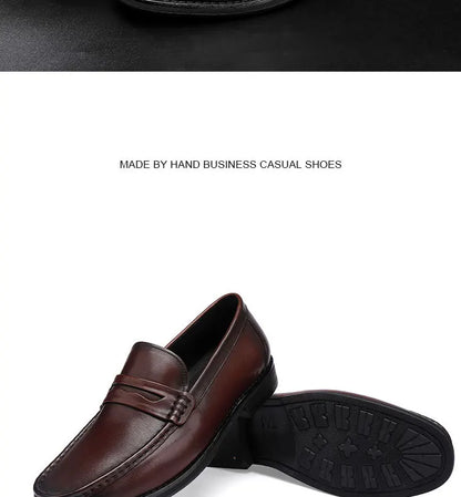 Vintage Top Layer Genuine Leather Slip on Loafers Breathable Moccasins Driving Design Casual Cowhide Shoes for Men