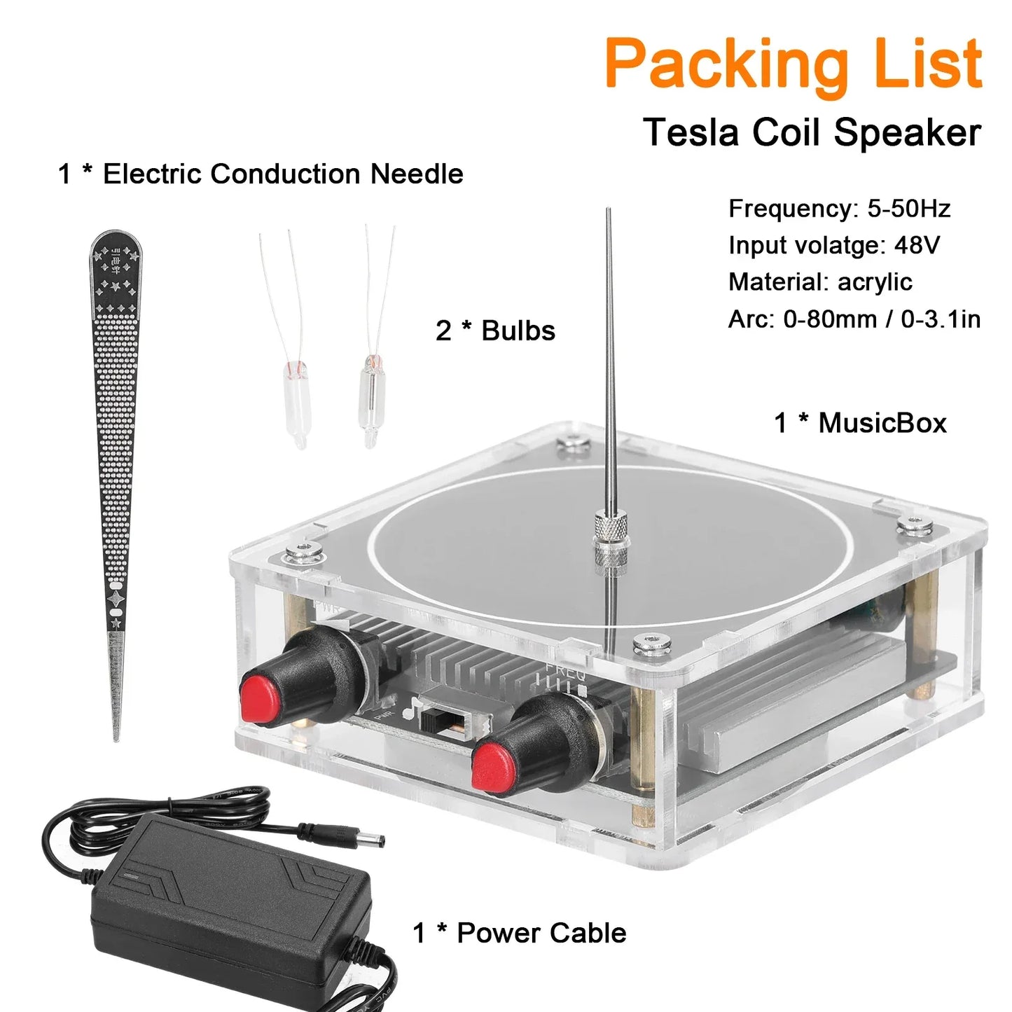 Music Tesla Coil Bluetooth/AUX Dual Mode Music Box Artificial Lightning Touchable Audio Input Bluetooth Science Experiments