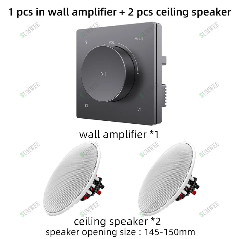 Mini Wall Amplifier Panel Bluetooth-compatible HiFi Home Theater Stereo Sound Audio TF USB Music control system ceiling speakers
