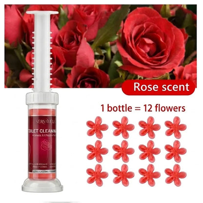 SERVAVEXA 5Pcs Toilet Cleaning Gel Kit Aromatic Flower Needle Stamp Cleaner Deodorizer Removes Stains & Limescale Fresh Scent