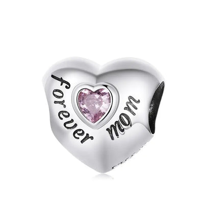 WOSTU Real 925 Sterling Silver Heart Pendents Gifts Charms Beads Fit Original DIY Bracelet Necklace Mother's Day Jewelry for Mom