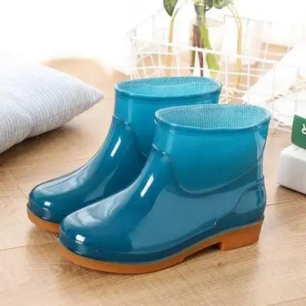 Women's Short Rain Shoes Non-slip Waterproof Rubber Boots Durable Wear-resistant Rain Boots Fleece Lined Warm Shoes Wholesale
