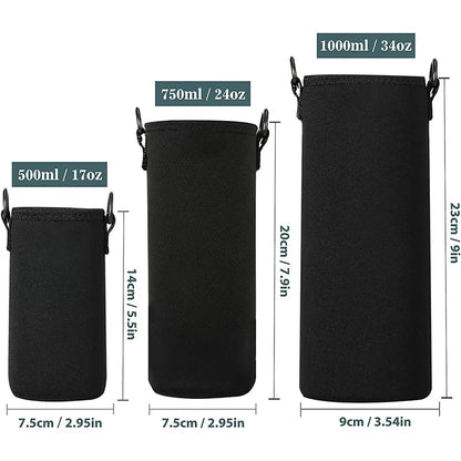 Portable Water Bottle Insulated Neoprene Holder Pouch Bag 420/550/750/1000/1500ml Shoulder With Adjustable Strap
