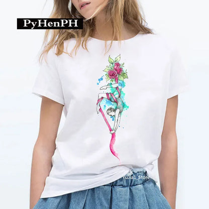 Gymnast Dancer T Shirt  Fashion Gymnast Artistic Gymnastics Printed T-shirt for Women Parent-child Clothing Oversized T Shirt