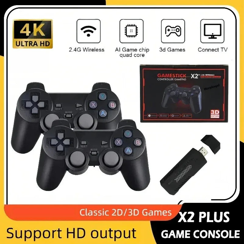 2026 New X2 Plus Game Stick 4K HD 2 4G Retro Video Game Console Wireless Controller TV Emulator PS1 N64 DC