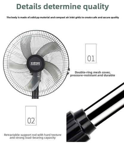 Household Silent Remote Control Standing Fan-5-Blade Powerful Oscillating Fan with Energy-Saving Motor, Adjustable Height