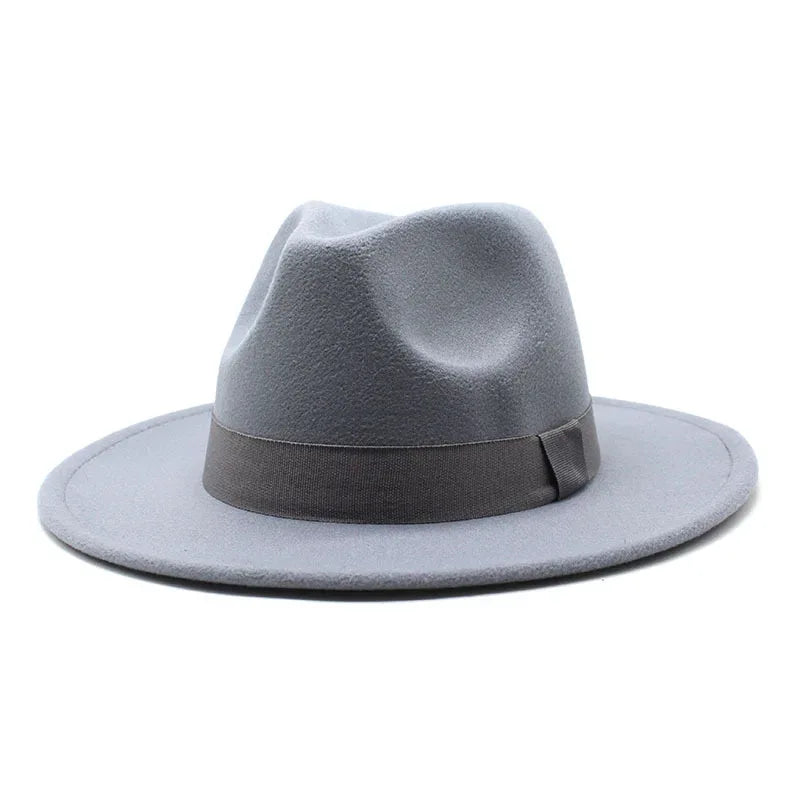 2023 New Hot Wide Brim Felt Fedora Hats With Bee Ribbon Autumn Winter Wedding Party Trilby Hat Men Gentleman Jazz Hats 56-58CM
