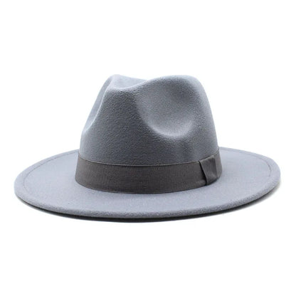 2023 New Hot Wide Brim Felt Fedora Hats With Bee Ribbon Autumn Winter Wedding Party Trilby Hat Men Gentleman Jazz Hats 56-58CM
