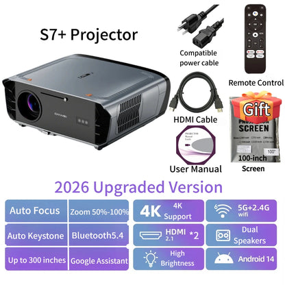 4200 ANSI 4K UHD Projector Smart Android 14 Google TV Video Beamer 2.4G+5G WiFi6 TOF Auto Focus Dual Speaker Home Theater 2026