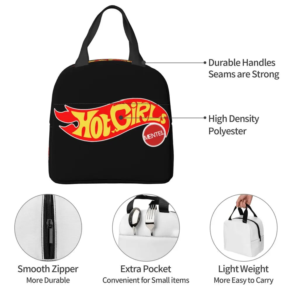Custom Hot Wheels For Fans Thermal Insulated Lunch Bag Cartoon Sport Car Portable Lunch Container Travel Multifunction Food Box
