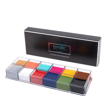 IMAGIC 12Colors Face Body Art Safe Kids Flash Tattoo Painting Halloween Christmas Party Makeup Drawing Pigment Drama Beauty Tool