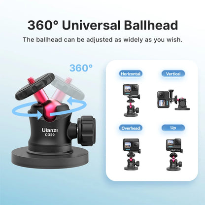 Ulanzi C029 Magnetic Tripod Ball Head Cloud Terrace for Gopro 7 8 9 10 11 12 Smartphone Action Camera Base Mount