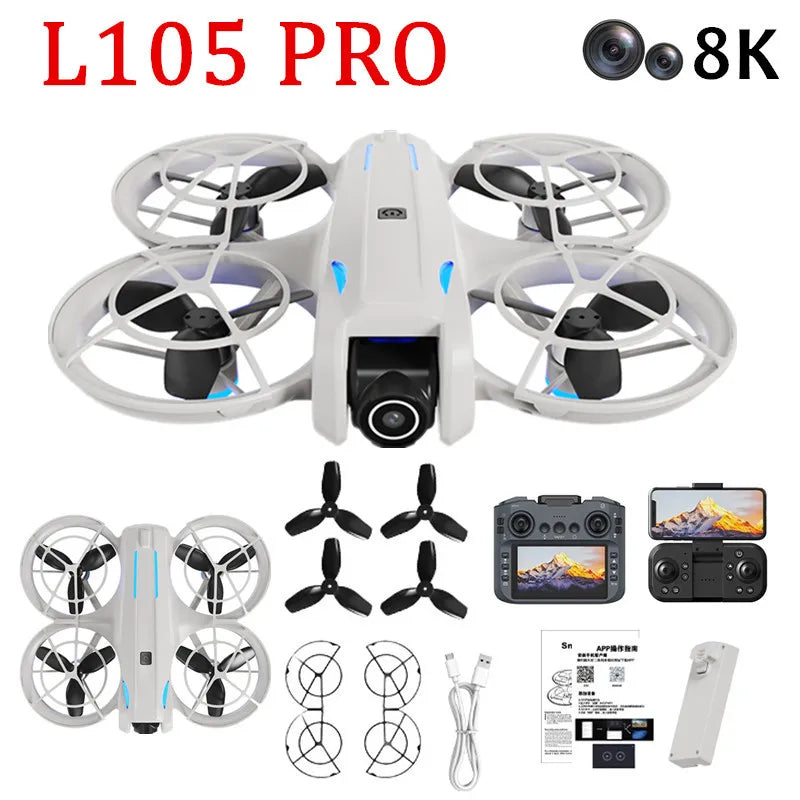 New L105 PRO Drone 8K HD Dual Camera Brushless Optical flow Positioning UAV LCD Remote Control Quadcopter Children Toy Gifts