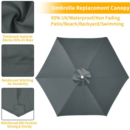 Waterproof Replacement Umbrella Cloth 2/3M Patio Parasol Cover UV-Anti Canopy Cover Replacement Parasol Cover for Balcony Garden