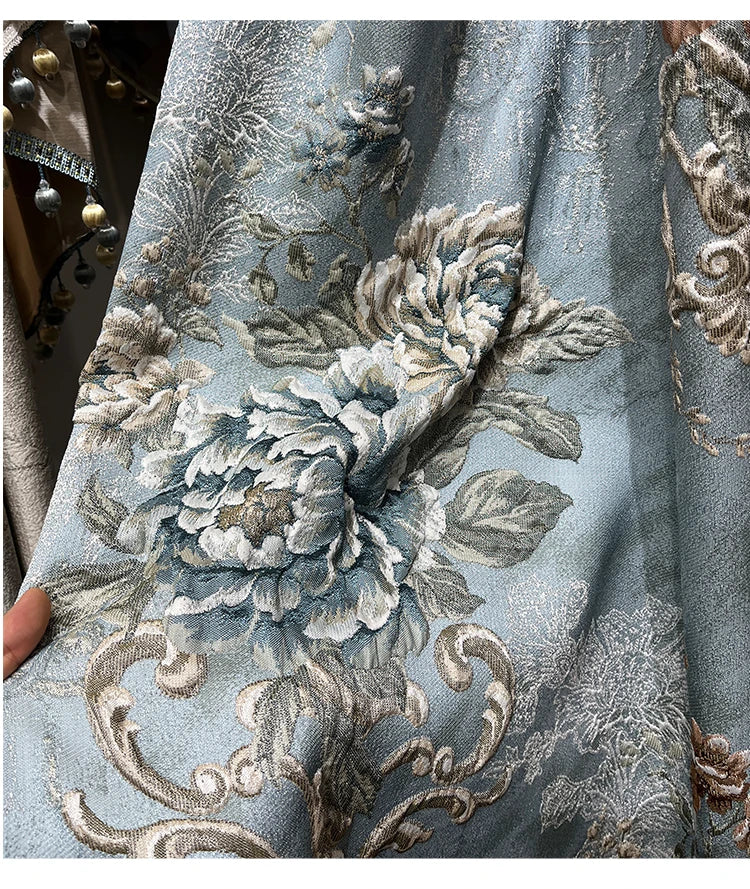 High-end AtmosphereCurations for Living Room American French Large Relief Jacquard Finished European Bedroom Blackout Curtain