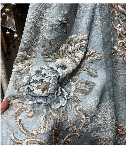 High-end AtmosphereCurations for Living Room American French Large Relief Jacquard Finished European Bedroom Blackout Curtain