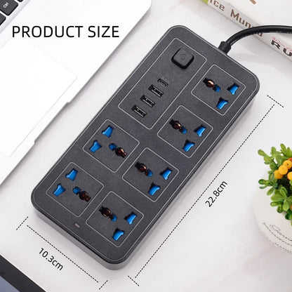 Universal Power Strip AC Outlet With Extension Cable Type C USB Ports Charger Electrical Socket For iPhone POCO Samsung Xiaomi