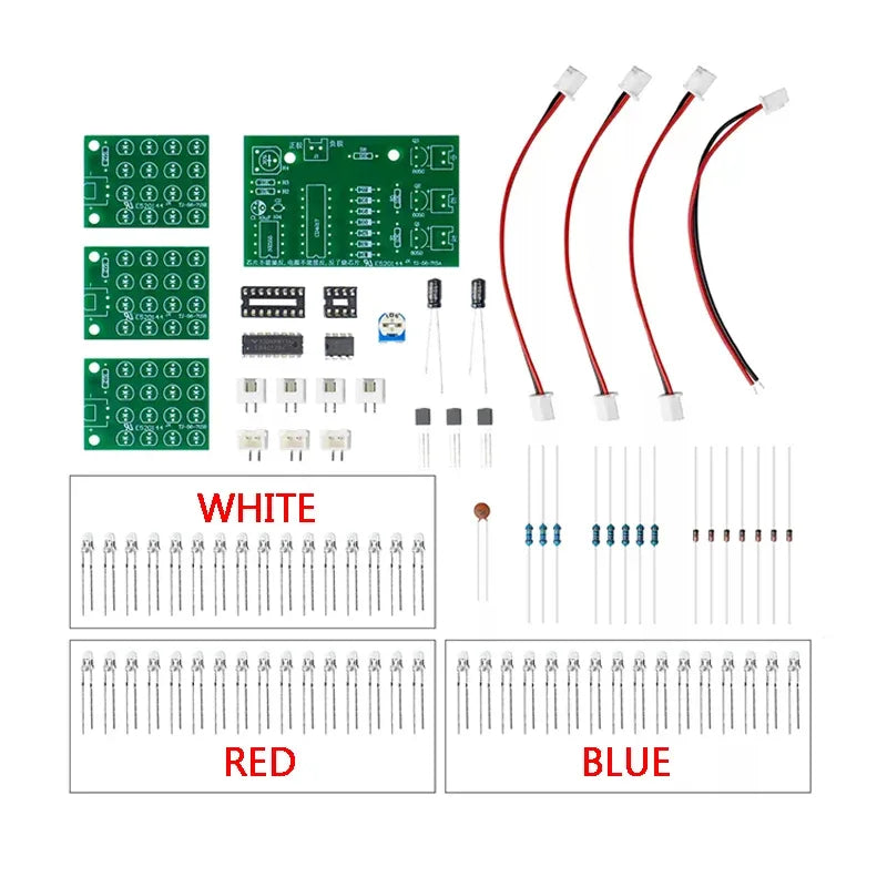 DIY Electronic Welding Practice Kit NE555 Red, White And Blue Flash LED Alarm Light Strobe Module Production Design Kit