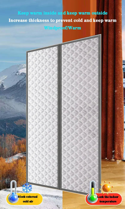 Gray magnetic cotton door curtain, thickened, warm, windproof, partition curtain, soundproof, cold proof, blackout curtain
