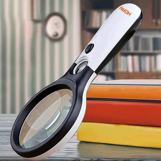White Magnifying Glass Handheld 45X Magnifier With 3 LED Light For Reading Magnifying Glass Jewelry Loupe by PDG ibma