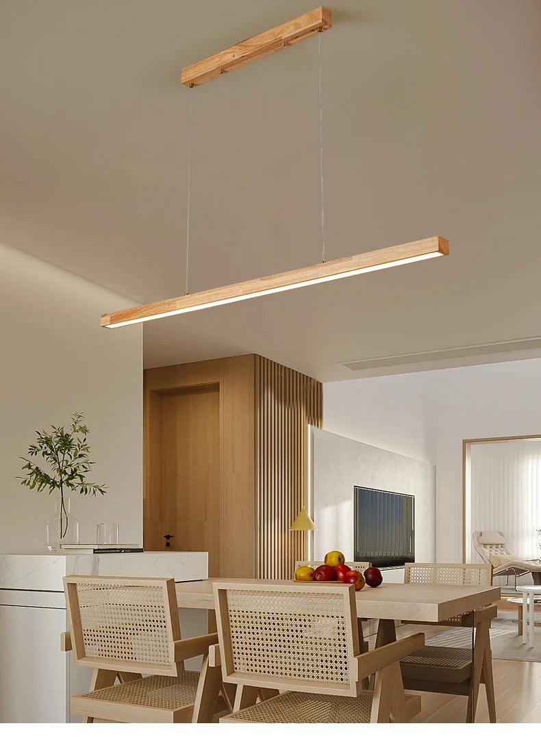 Modern Hanging Chandelier For Dining Room Kitchen Shop Long Table Wooden Chandelier Pendent Lamp Minimalist Design Led Lighting