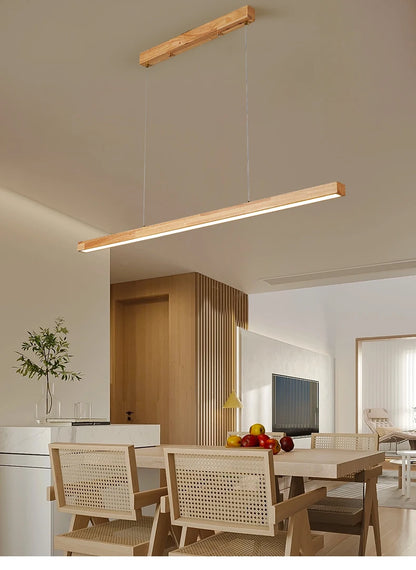 Modern Hanging Chandelier For Dining Room Kitchen Shop Long Table Wooden Chandelier Pendent Lamp Minimalist Design Led Lighting