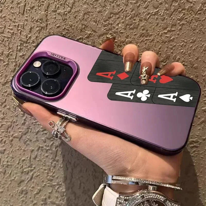 Poker For iphon 16 15 Plus X XR XS Max 11 12 13 Pro 16 Pro Max X XR XS Shockproof Ultra-Thin Hard Cover Protective Phone Case
