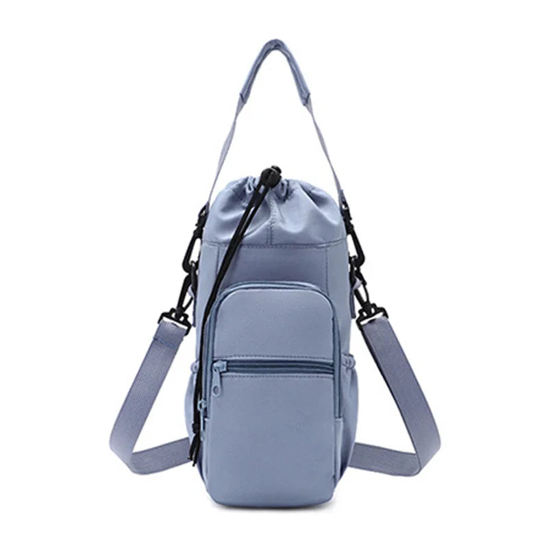Portable Water Bottle Bag with Adjustable Strap Thermal Mugs Insulated Protective Cover Phone Pocket Outdoor Sports Travel Bag
