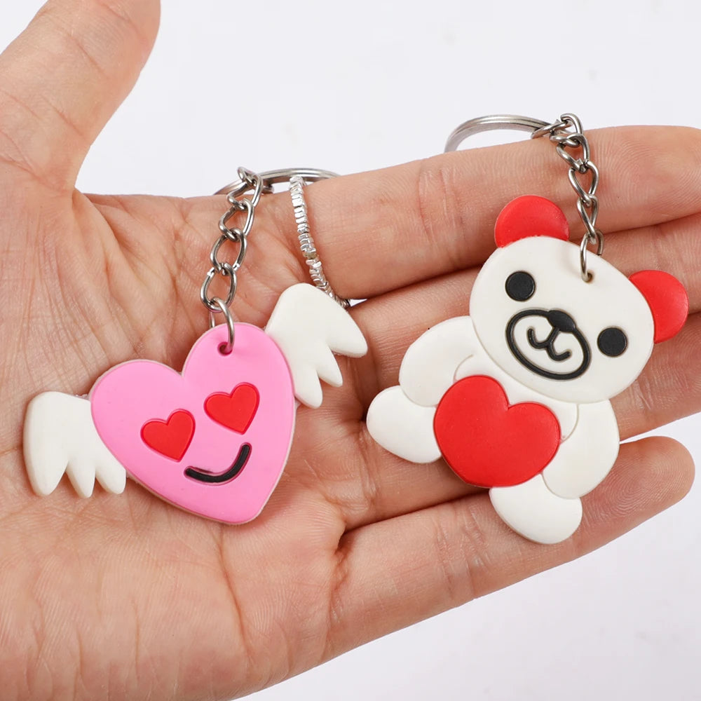 12Pcs Bear Heart Love Silicone Keychains Backpack Pendant for Mother's Day Wedding Party Gift Birthday Party Favors Pinata