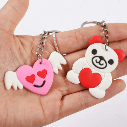 12Pcs Bear Heart Love Silicone Keychains Backpack Pendant for Mother's Day Wedding Party Gift Birthday Party Favors Pinata