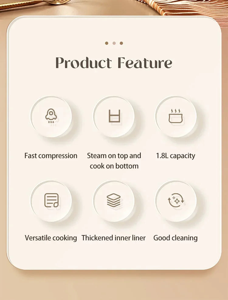 110V-220V Household Kitchen Electric Cooking machine Mini 1.8L Rice Cooker for Boiling Water, Rice, and Soup