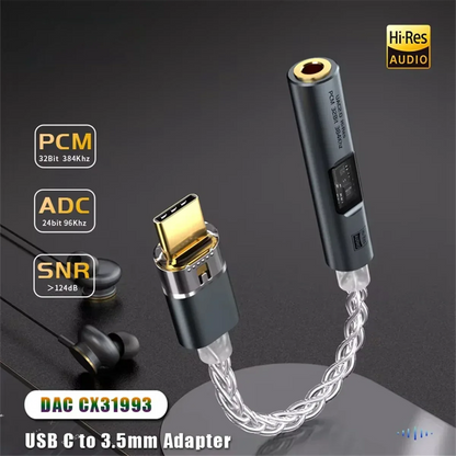 ABVO-BA23 USB Type C To 3.5 Mm Jack Adapter Headphone Amp DAC USB C Audio AUX Converter Decoder CX31993 PCM 32Bit 384Khz