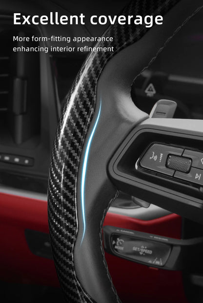 Suitable for Seat Carbon Fiber Texture Steering Wheel Cover with Segmented Quick-Release Design, Durable, for Models Such as Ibiza, Arona, Leon, Leon Sportstourer, Ateca, Etc., in Black, Blue, Red, Silver, and White by PDG ibma