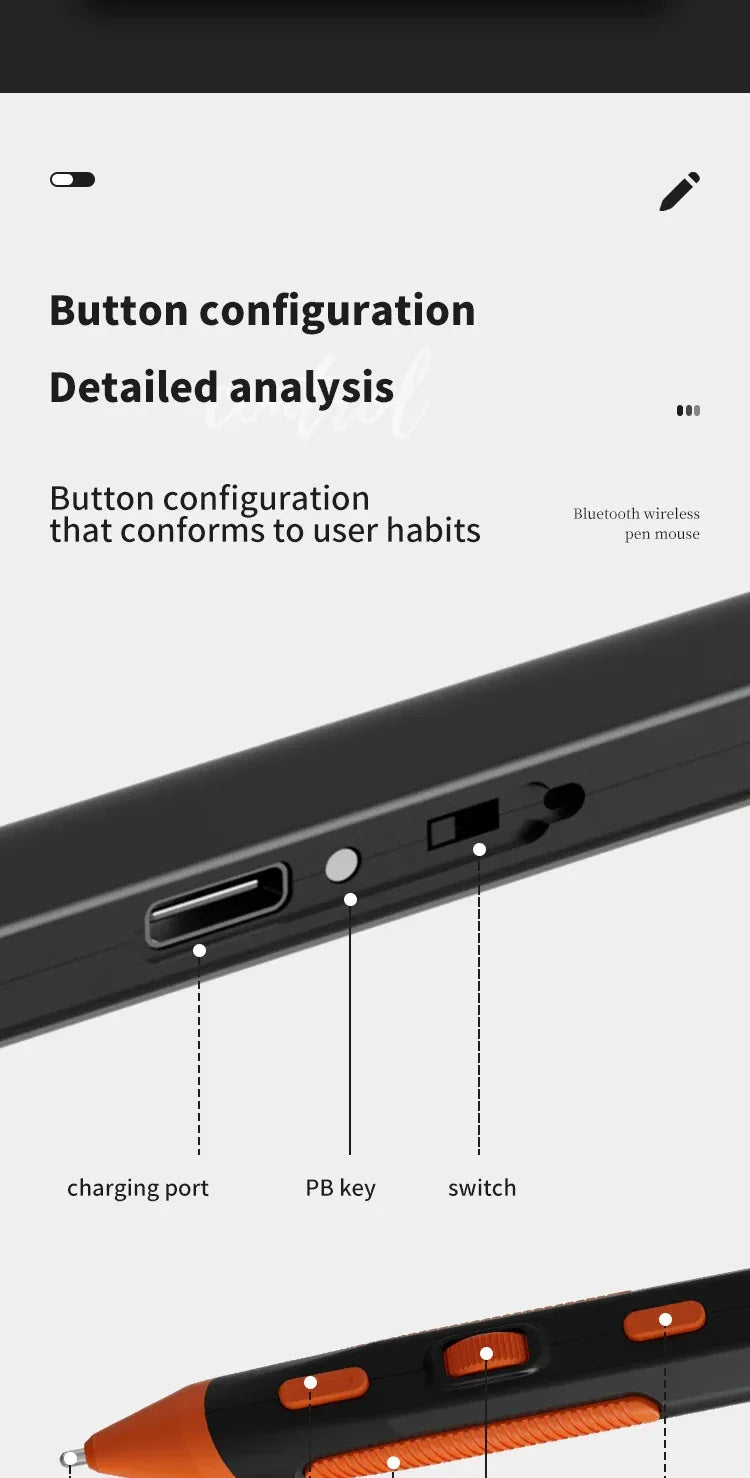 UTHAI 2-in-1 Wireless Writing Pen Mouse Type-C Bluetooth Dual Mode 2.4G+Bluetooth PPT Flip for Desktop Laptops Charging