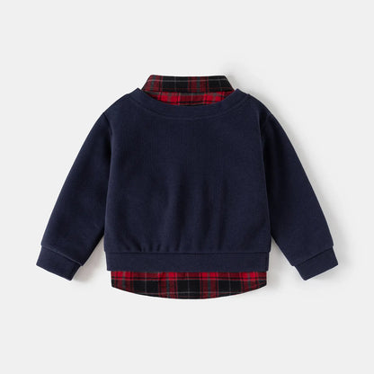 Fashion Boys Shirts Sweatshirts Turndown Collar Kids Tops Outfits Long Sleeve Children's Clothes