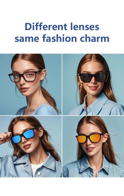 CLLOIO Bluetooth Smart Prescription Glasses Magnet Clip On Polarized Myopia Eyewear Anti Blue Light Progressive Reading Glasses