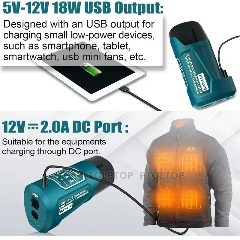 Charger Converter USB Power Adapter Phone Charger Adapter For Milwaukee For Makita For Bosch 12V Battery 12V DC Output Port